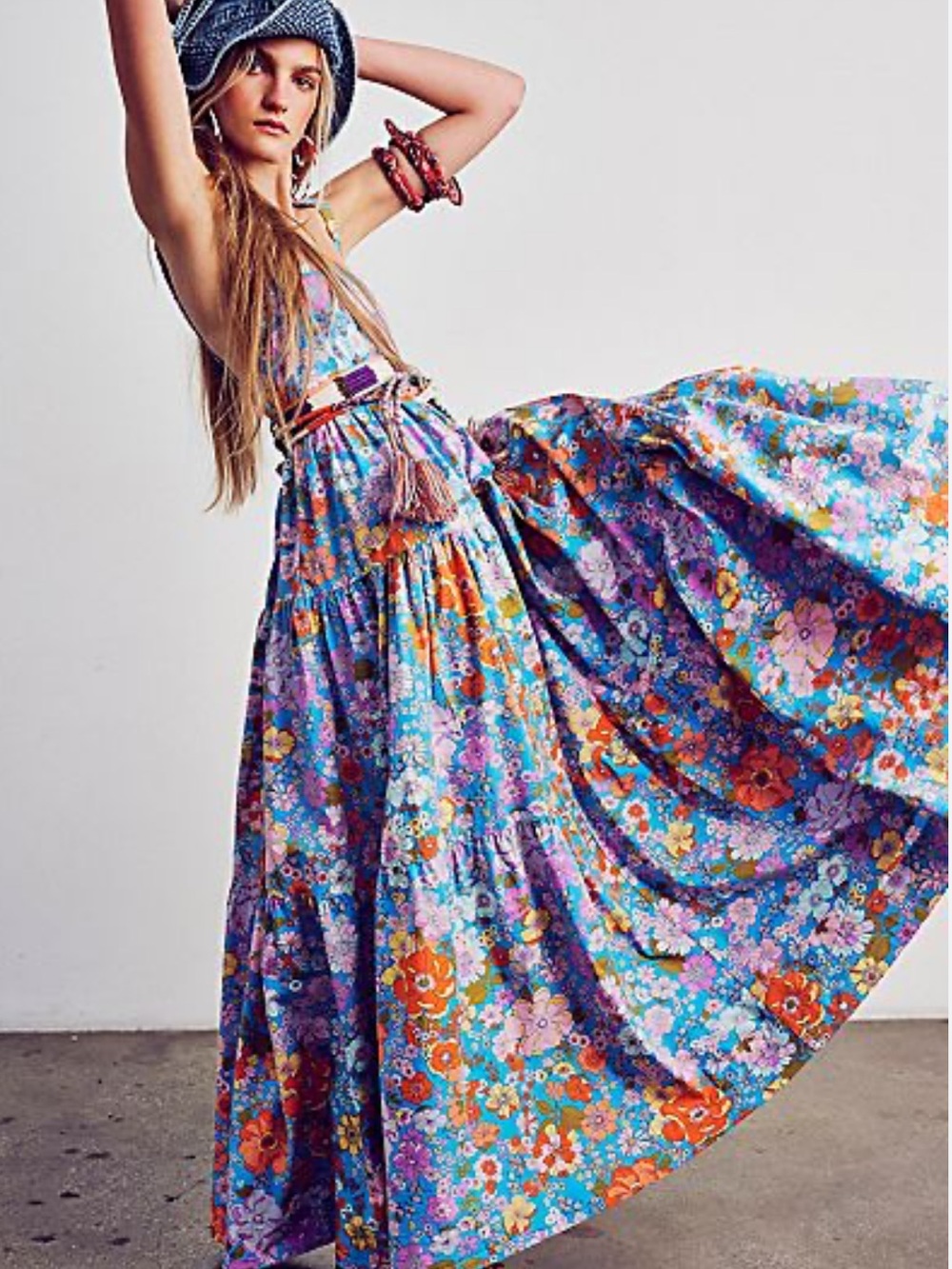 Free People + Park Slope Maxi Dress in BlueBell Combo